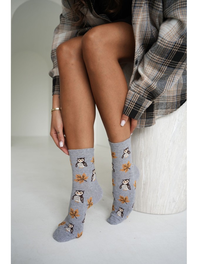 Women's socks Owls & leaves 0200.267