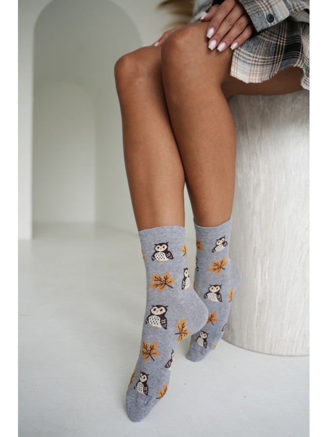 Women's socks Owls & leaves 0200.267