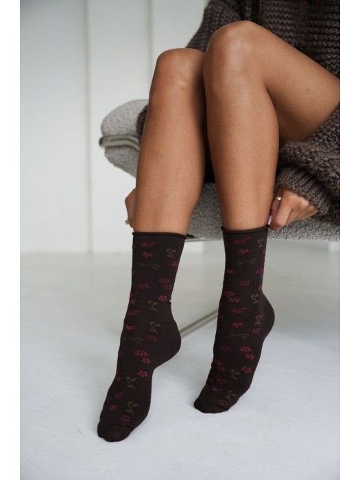 Women's Half-terry socks Flowers & plants 0071.011 (UNIQUE)