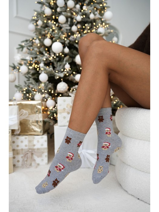 Women's Christmas socks Bears in sweaters 1283.046