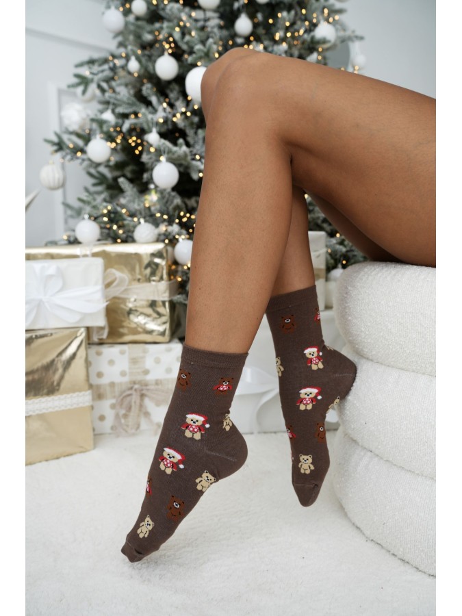 Women's Christmas socks Bears in sweaters 1283.046