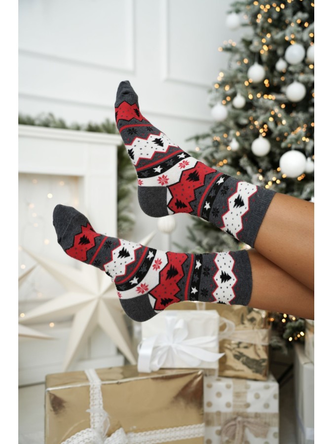 Skarpetki damskie świąteczne Choinki i gwiazdki...