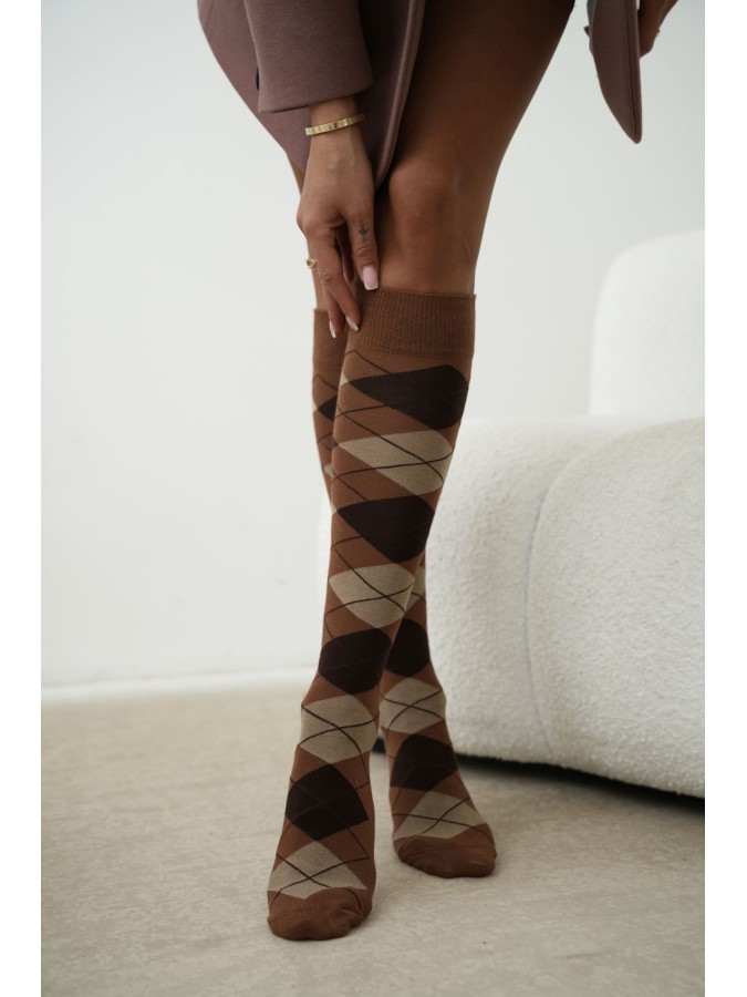 Women's Diamond pattern knee socks 0248.006