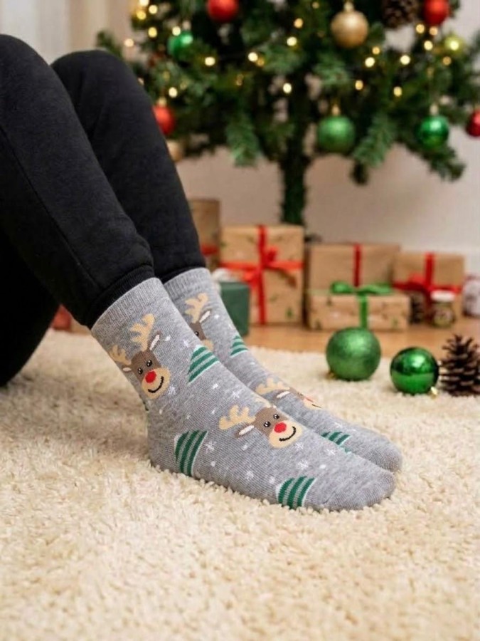 Children's Christmas socks Smiling reindeer &...