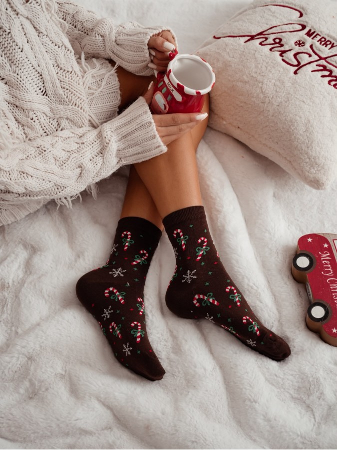 Women's Christmas socks Candy canes &...