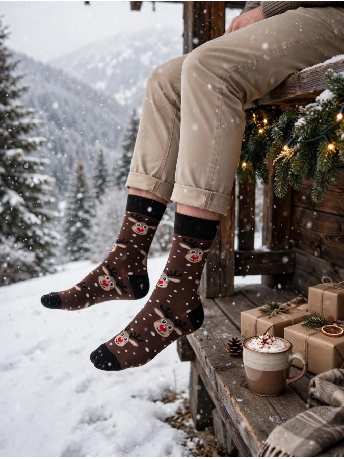 Men's Christmas socks Reindeer in the snow...