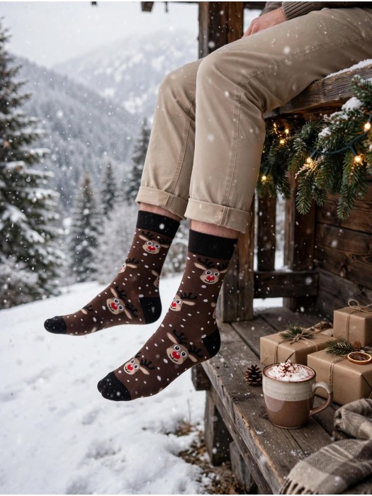 Men's Christmas socks Reindeer in the snow 1290.044