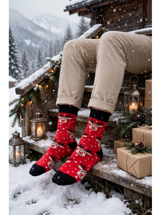 Men's Christmas socks Reindeer in the snow...