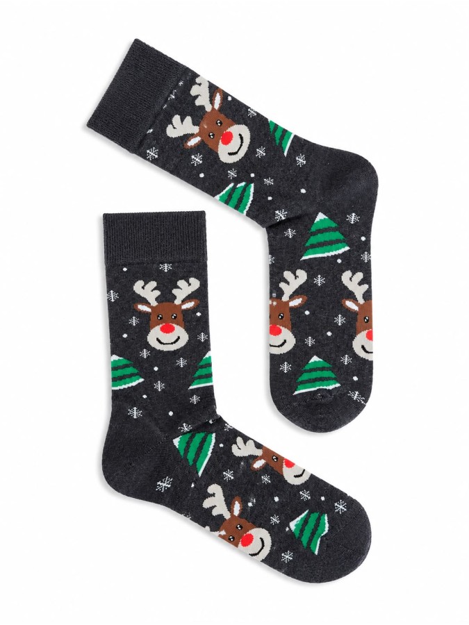 Men's Christmas socks Smiling reindeer &...