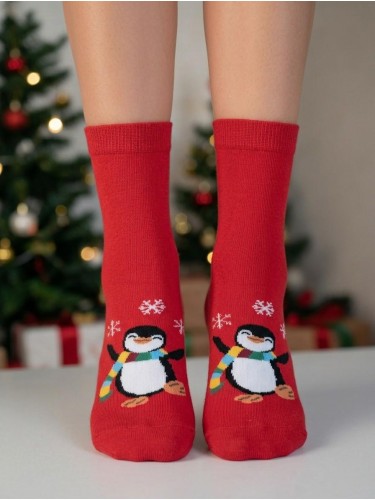 Children's Christmas socks Penguin in a scarf 1306.015 2