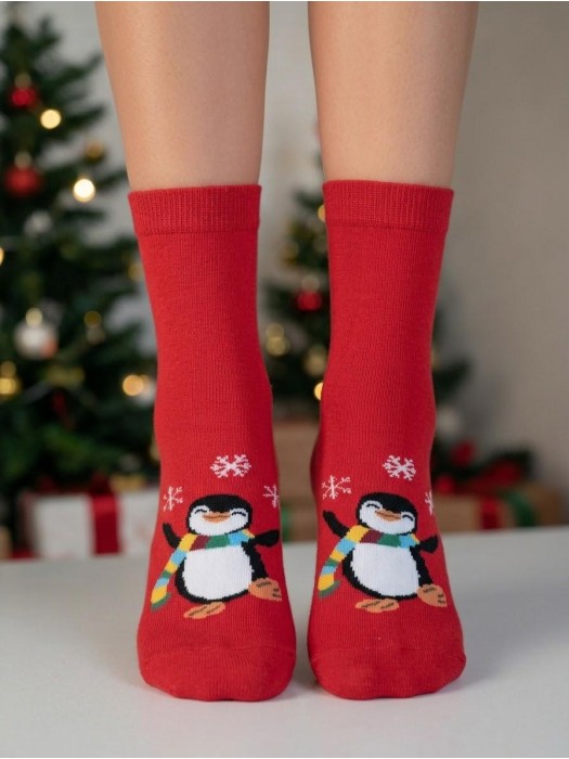 Children's Christmas socks Penguin in a scarf 1306.015