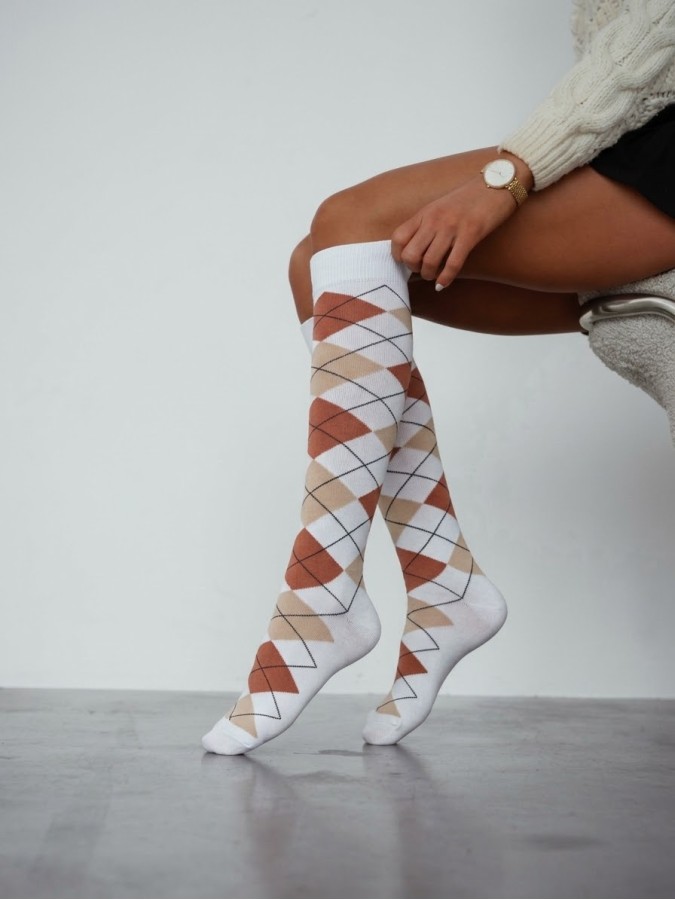 Women's Diamond pattern knee socks 0248.006