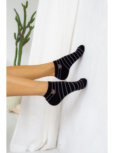 Women's Little Teddy Bear with stripes pattern low ankle...