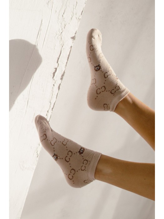 Women's CC with a little Teddy Bear pattern low ankle socks 012.1146