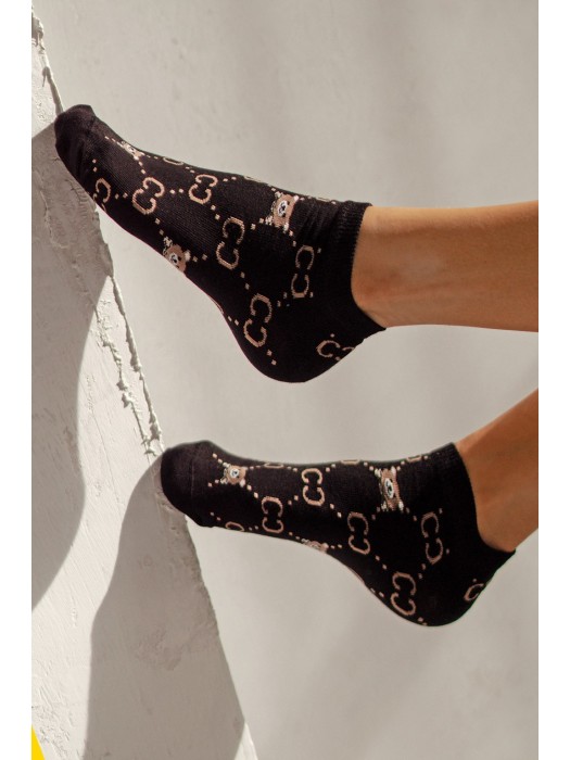 Women's CC with a little Teddy Bear pattern low ankle socks 012.1146
