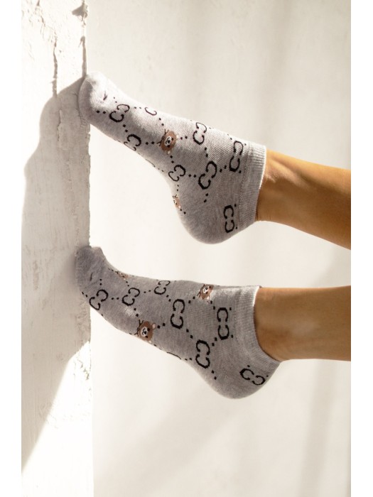 Women's CC with a little Teddy Bear pattern low ankle socks 012.1146