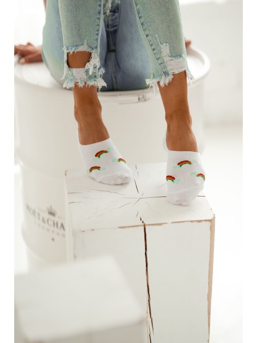 Cotton Clouds & rainbows pattern invisible socks 0576.001