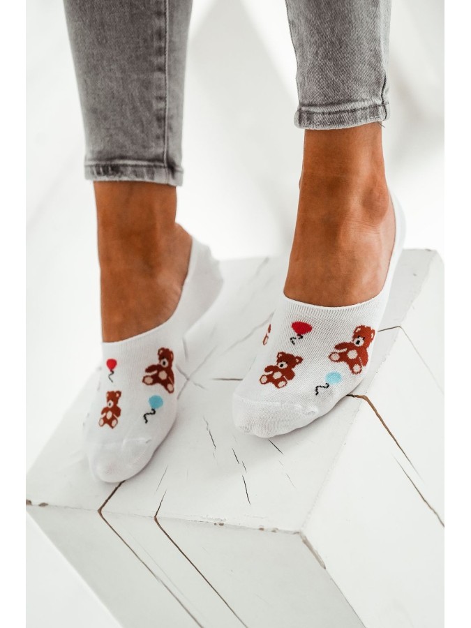Cotton Teddies & balloons pattern invisible socks