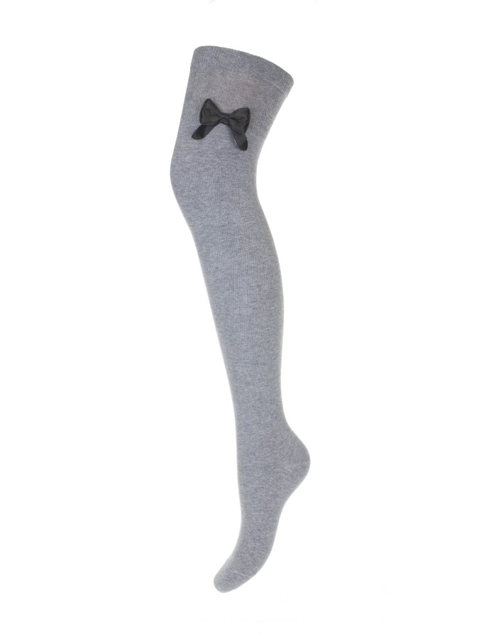 Cotton over-the-knee socks with a bow