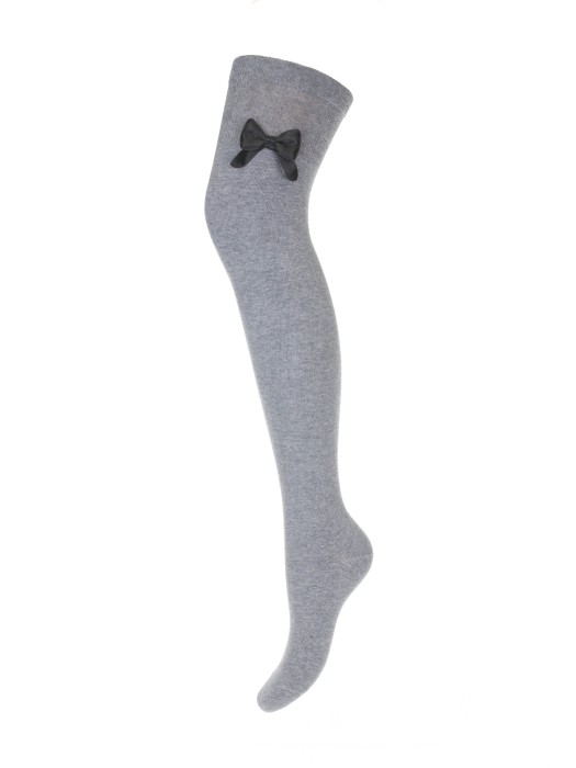 Cotton over-the-knee socks with a bow