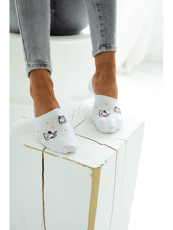 Cotton Cats pattern invisible socks