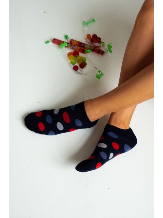 Women's Big dots pattern low ankle socks 017.1146