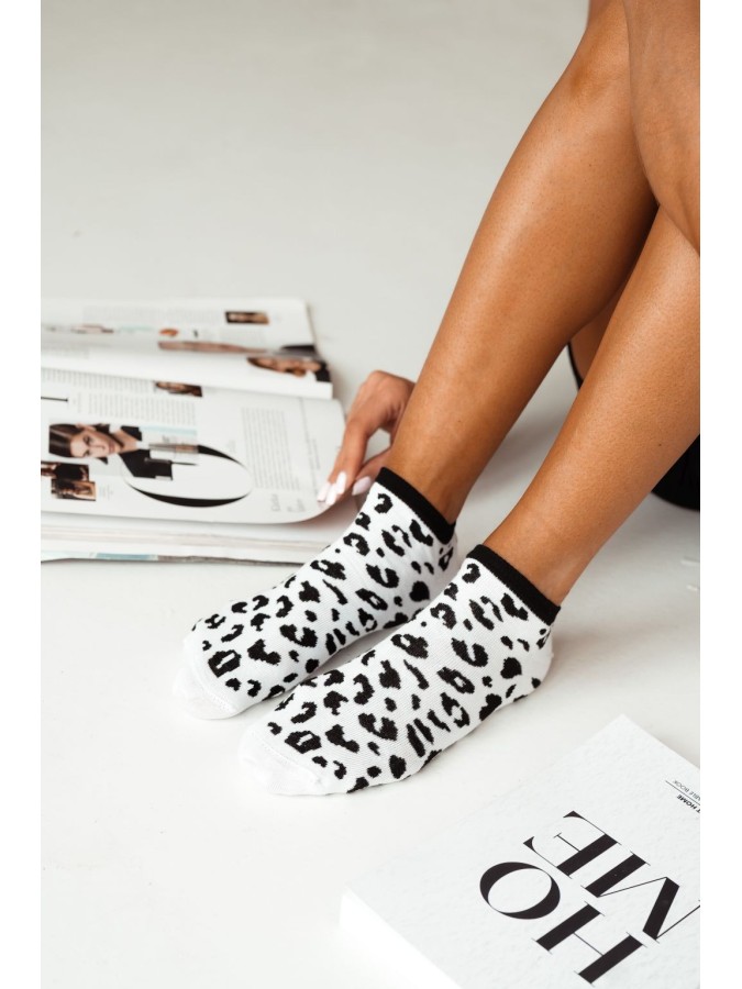 Women's Panther pattern low ankle socks 020.1146