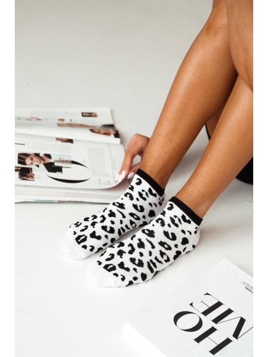 Women's Panther pattern low ankle socks 020.1146