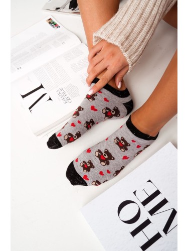 Women's Teddy Bears & hearts pattern low ankle socks... 2