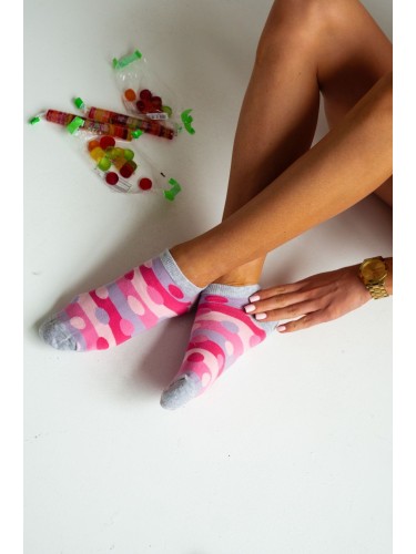 Women's Stripes & dots pattern low ankle socks 037.1146