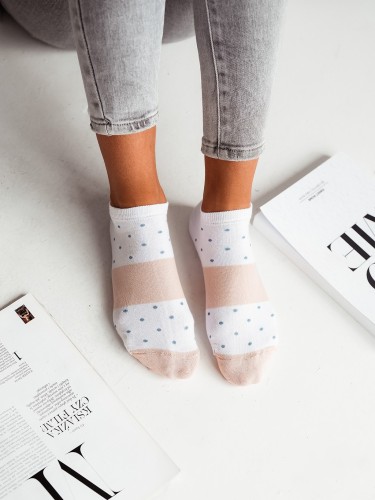 Women's Dots & wide stripe pattern low ankle socks 043.1146