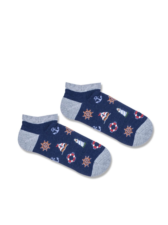 Men's Sailor's pattern low ankle socks 012.1108