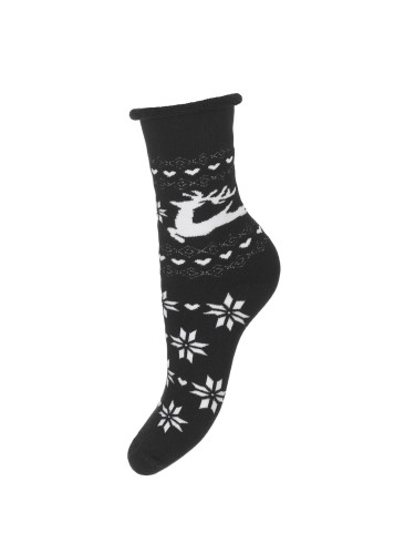 Women's Terry Non-Pressure Thick Socks (Reindeer Stars) 2