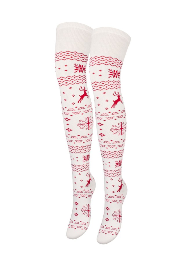Cotton Norwegian pattern over-the-knee socks...