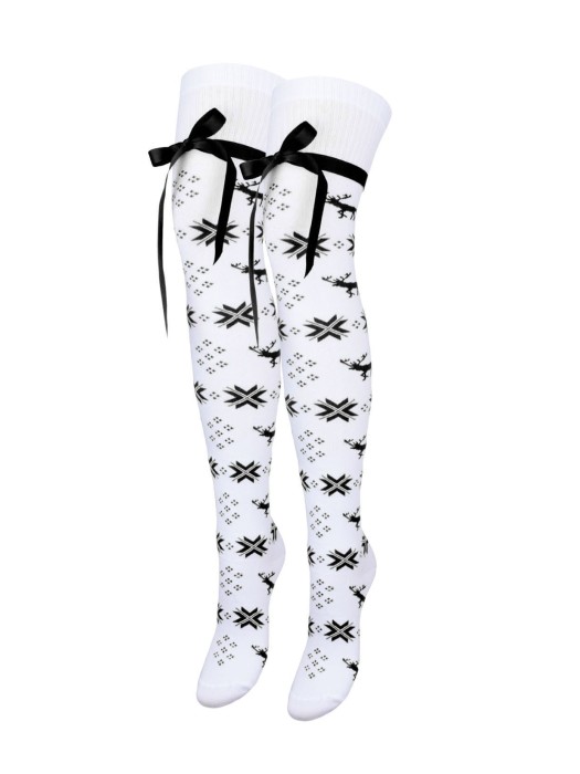 Cotton Christmas pattern over-the-knee socks with a ribbon 1139.000