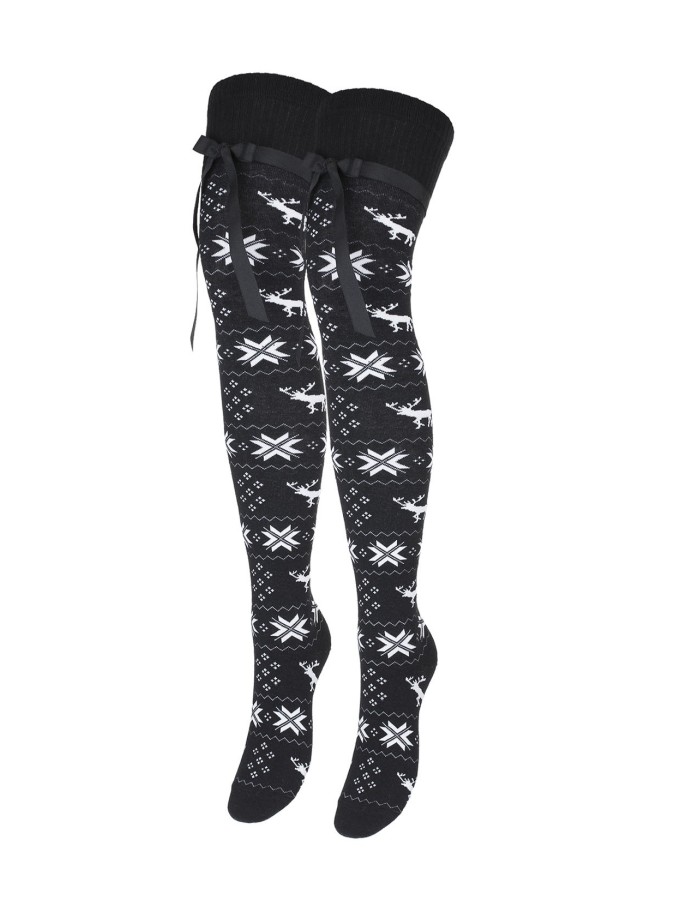 Cotton Christmas pattern over-the-knee socks...