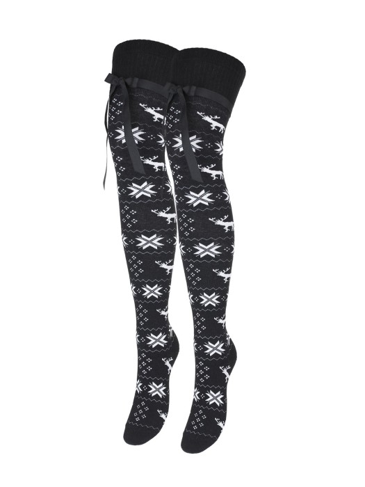 Cotton Christmas pattern over-the-knee socks with a ribbon 1139.000