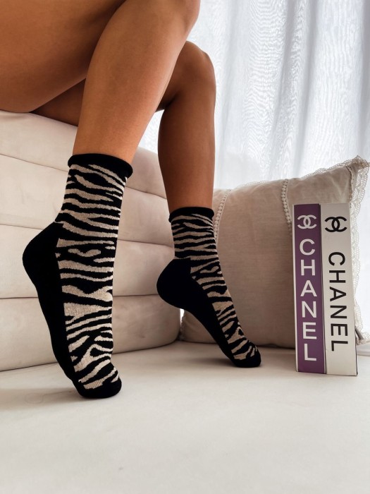 Women's Half-terry UNIQUE Zebra pattern socks