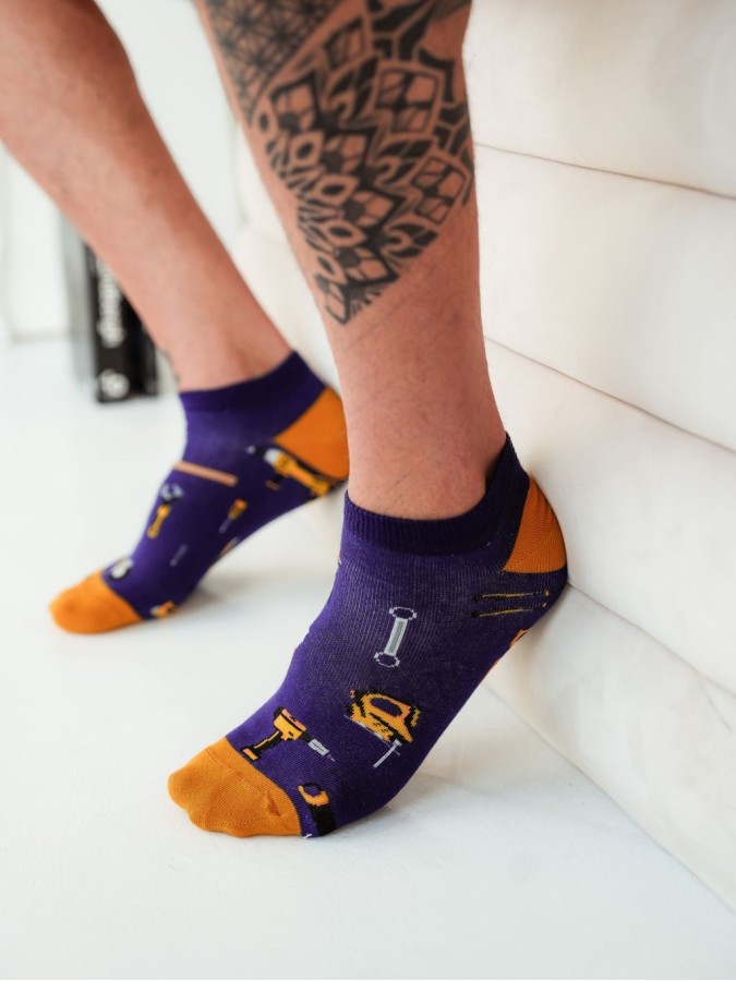 Men's Tools pattern low ankle socks 016.1108
