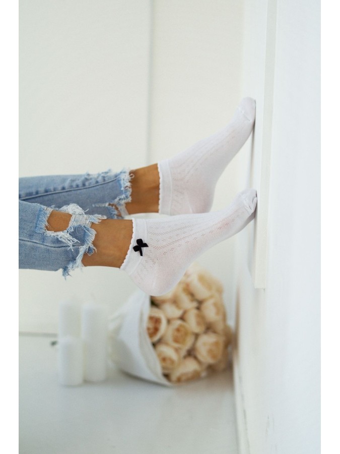 Women's low ankle socks with a little bow 0859
