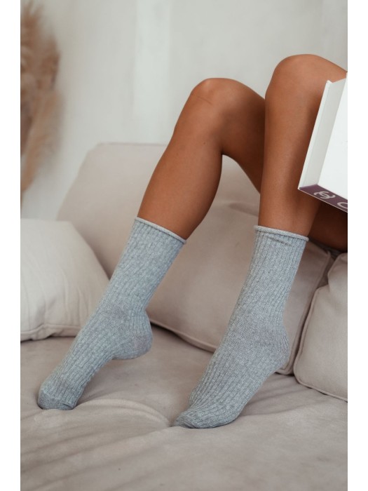 Women's bandless ribbed socks with lurex