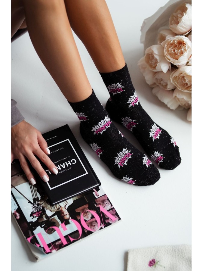 Women's SUPER MOM pattern socks 0200.037