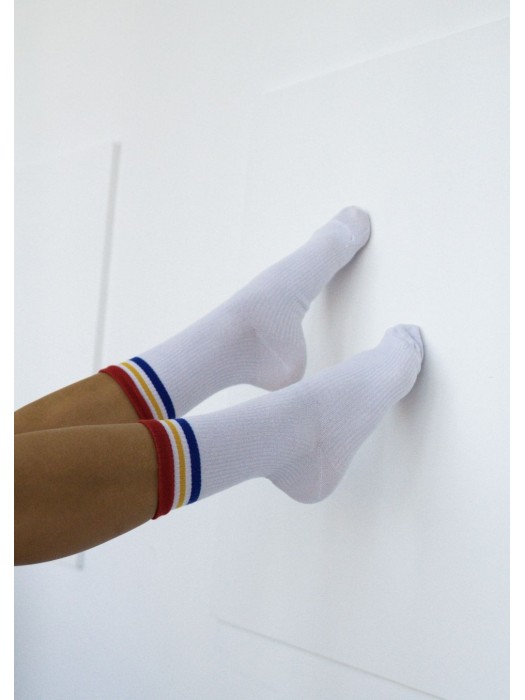 Women's ribbed socks with stripes 1313.001