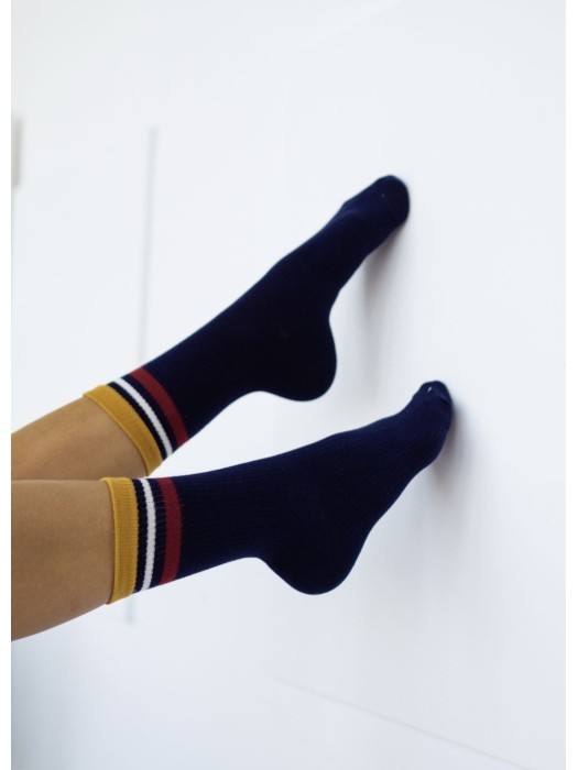 Women's ribbed socks with stripes 1313.001