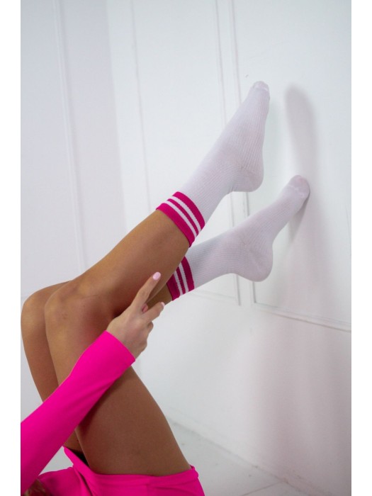 Women's ribbed socks with stripes 1313.001