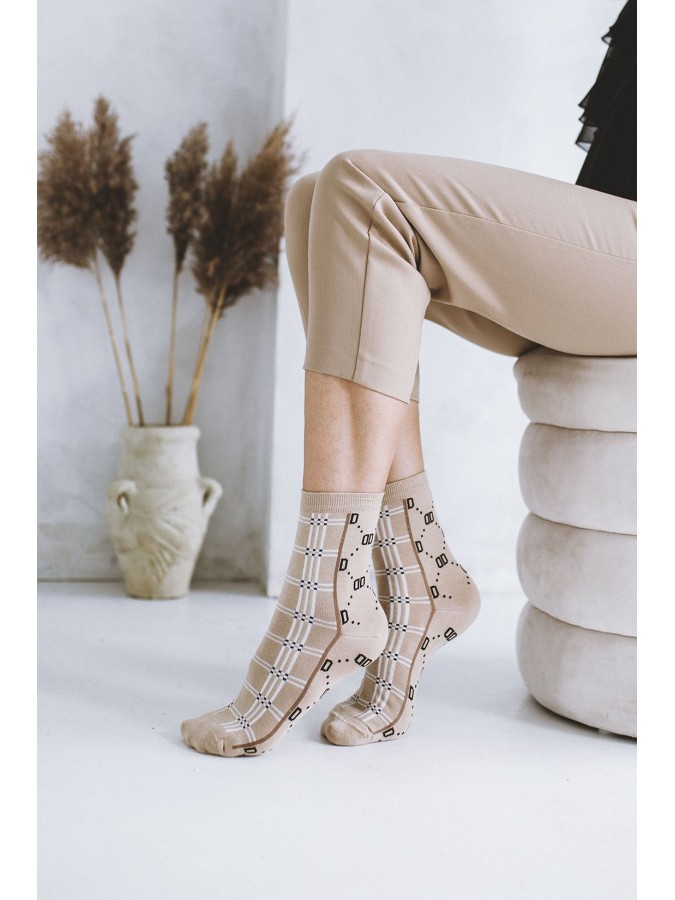 Women's Fashion Plaid pattern socks 0200.041