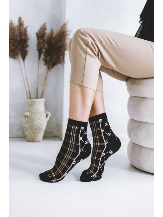 Women's Fashion Plaid pattern socks 0200.041