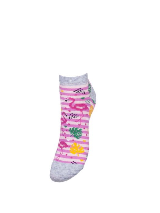 Women's Flamingos pattern low ankle socks 041.1146