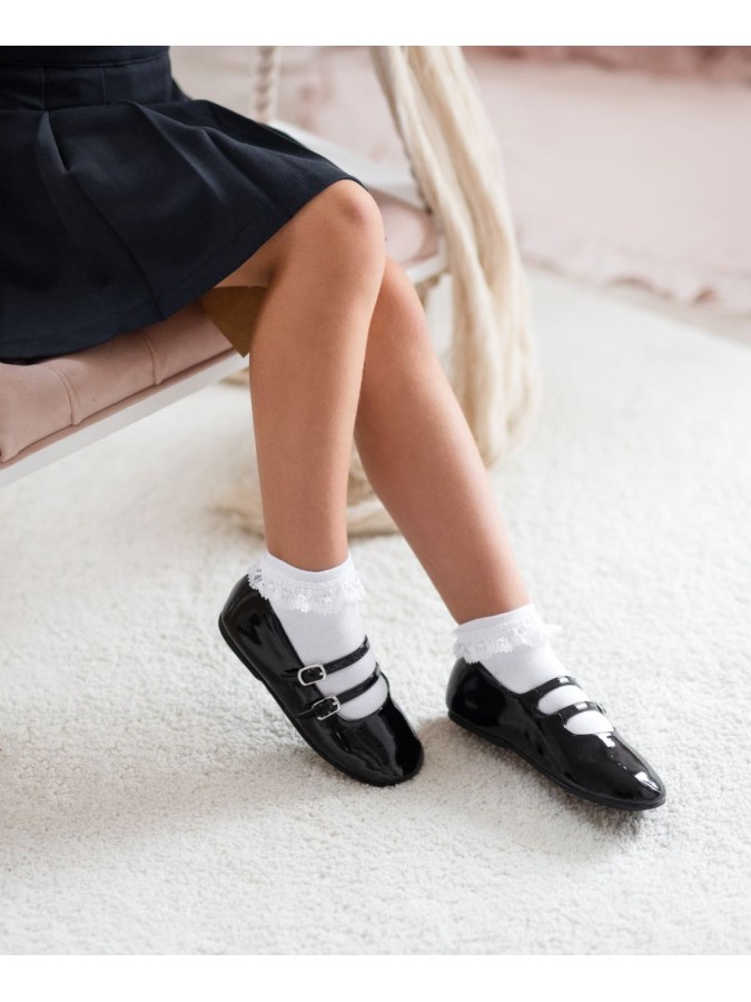 Kids' cotton lace trim socks