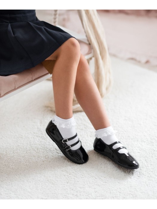 Kids' cotton lace trim socks